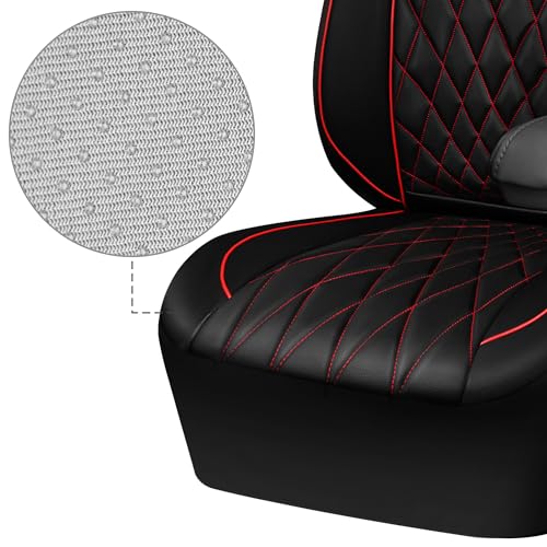 CAR PASS Piping Luxury PU Leather Two Front Car Seat Covers, Waterproof Anti Slip Seat Covers Compatible with Front Seat Armrests,Universal Fit for Suvs,Vans,Trucks,Airbag Compatible(Black and Red) - color: Black and Red, size: Two Front