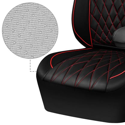 CAR PASS Piping Luxury PU Leather Two Front Car Seat Covers, Waterproof Anti Slip Seat Covers Compatible with Front Seat Armrests,Universal Fit for Suvs,Vans,Trucks,Airbag Compatible(Black and Red) - color: Black and Red, size: Two Front
