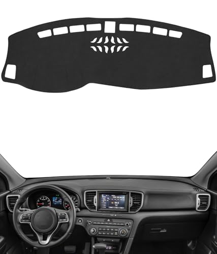 BIBLOZ Dash Cover for Kia Sportage 2017 2018 2019 2020 2021 2022 Accessories Black Flannel Dashboard Cover Mat Car Dashboard UV Sun - size: 2017-2022 Sportage