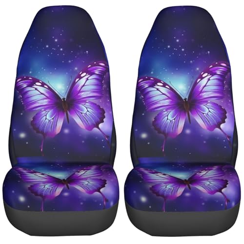 Dujiea Flying Butterfly Car Front Seat Covers 2 Pcs Universal Auto Seat Covers Front Seats Only, Vehicle Bucket Seat Protectors Fit for Most Car SUV Sedan and Truck - color: Flying Butterfly