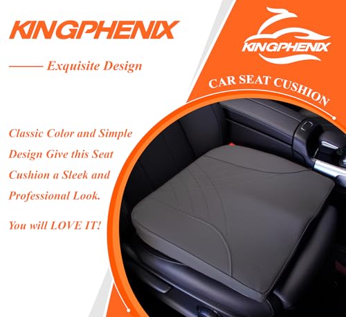 kingphenix Premium Car Seat Cushion, Memory Foam Driver Seat Cushion to Improve Driving View- Coccyx & Lower Back Pain Relief - Seat Cushion for Car, Truck, Office Chair (Leather Dark Gray) - color: Leather Dark Gray