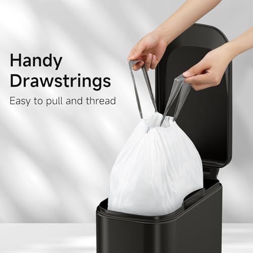 TIPGO Drawstring Trash Bags 60 Count, Pre-Cut 1.6 Gallon Small Garbage Bags, Fit 1.2-1.8 Gallon Trash Bin for Home, Office, Bathroom (Code A) - style: 60 Count
