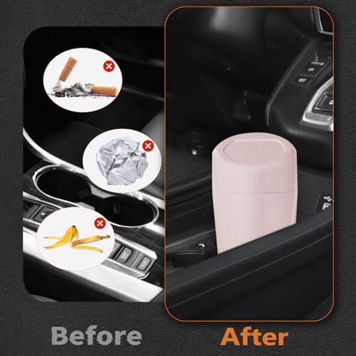 Car Trash Can with Lid, Leakproof Garbage Can with 40 Attached Trash Bags, Mini Essential Car Accessories for Interior for Car,SUV, Home, Office (Sakura Pink) - color: Sakura Pink