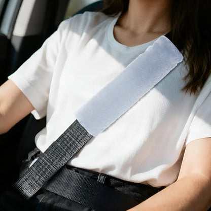 PATIKIL Car Seat Belt Cover Pad, (Blue Gray) (2 Pcs), Soft Fluffy Seatbelt Cushion Shoulder Strap Covers, Suit for - Bag/Auto/Car Accessories - color: Blue Gray