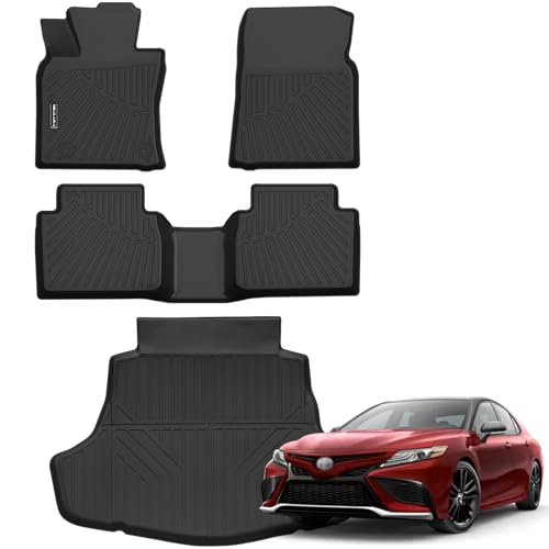 Floor Mats & Cargo Liner for 2018 2019 2020 2021 2022 2023 2024 Toyota Camry (FWD Only, Not for Hybrid) All Weather Protection TPE Rubber Full Set Floor Liners & Trunk Mat 2024 Camry Accessories - size: Floor Mats & Trunk Mat for 2018-2024 Camry