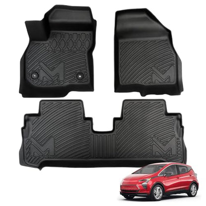 Floor Mats Custom for Chevrolet Bolt EV (Not for EUV) 2017-2024, TPE Automotive All Weather Cover Protection Waterproof Black Floor Liner Front & Rear Row Full Set Car Mats, 3PCS - size: 3PCS (2Row), style: For 2017-2024 | Chevy Bolt EV (Not for EUV) | 1s