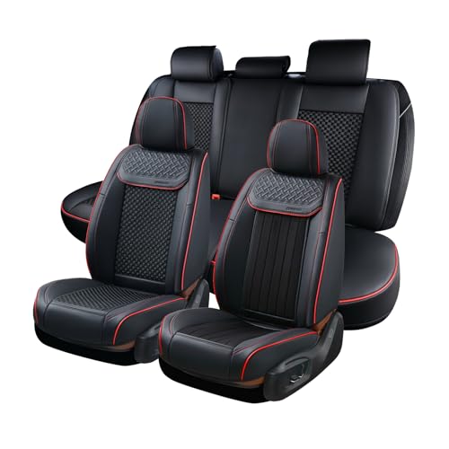 Coverado 2 in 1 Seat Covers for Car Full Set, Conversions Between Warm Suede and Cold Ice Silk for Car Seat Protector Car Accessories Universal Fit for Most Cars SUVs and Trucks（Black&Red） - color: 2in1Black&Red, size: FullSet