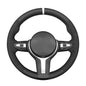 MEWANT Hand-Stitched Steering Wheel Cover for BMW (M Sport) F22 F23 F30 F34 F32 F33 F36 F10 F07 F12 F13 F06 F39 F25 F26 F15 F16, DIY Custom Fit Steering Wheel Wrap for BMW - color: 14:Black mesh Athsuede with White Layer