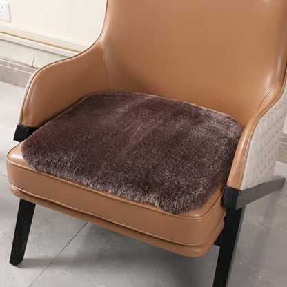 Faux Fur Car Seat Cushion 20 Inch, 18mm Medium Pile Seat Pad with Non-Slip TPE Backing for Cars, SUVs, Trucks, Office Chairs, Brown - color: Brown