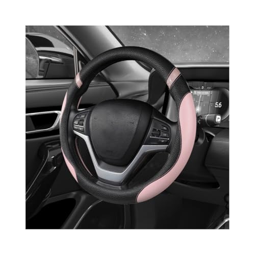 Car Steering Wheel Cover, 15 Inch Premium Leather Breathable Non-Slip Wheels Wrap, Universal Auto Comfortable Steering Wheel Protector for SUV Truck Van, Car Accessories (Pink) - color: Pink