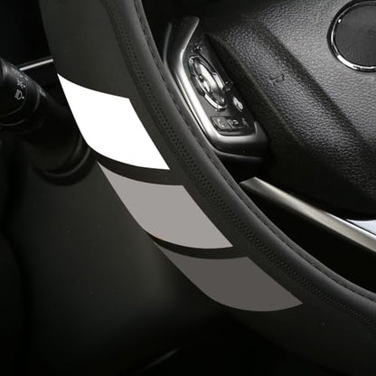 Microfiber Leather Steering Wheel Covers Non-Slip, Breathable 15-16.5 inch Compatible with Toyota 4Runner Tacoma Tundra - color: color-02-gray