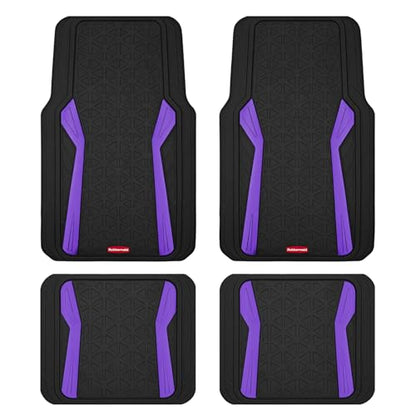 Rubbermaid Car Floor Mats Full Set,Premium Heavy Duty All-Weather Car Mats– Rugged Rubber with Brushed Aluminum Inserts, Universal Trim-to-Fit, Anti-Slip Backing for Cars, SUVs, Trucks & Vans - Purple - color: Purple
