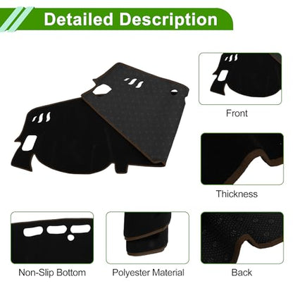 Dash Cover for Nissan Altima 2019-2025 No Hud Dashboard Cover Car Interior Anti-Slip/Anti Dust Polyester Black with Brown Edge 1 Pcs - color: Black with Brown Edge