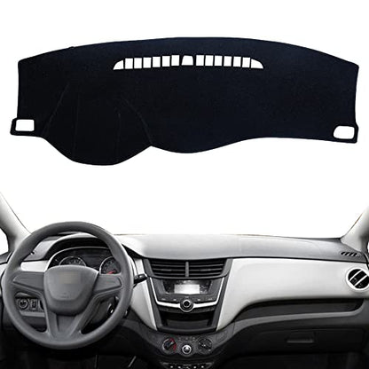 Dashboard Mat - Premium Polyester Fiber, Non-Slip Heat Resistant Dash Cover Protector (Compatible with Chevrolet Sail 3 Nueva Sail 2015-2019, All Black) - color: All Black