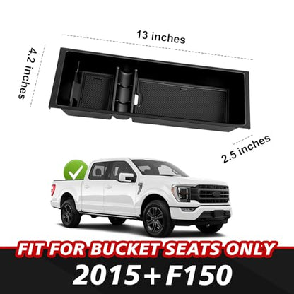 VaultsOnWheels Center Console Organizer Compatible with 2015-2025 2026 Ford F150 F-150 Accessories Armrest Middle Console Divider Storage Box Divider Insert Organizer(Bucket Seats ONLY)