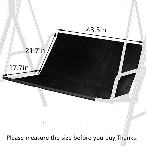 Swing Bench Replacement, 600D Oxford Waterproof Thick 2/3 Seat Patio Swing Cover (Black, M - 43.3x17.7x21.7in) - color: Black, size: M - 43.3x17.7x21.7in