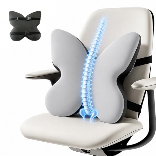 Memory Foam Lumbar Support Pillow,Back Support for Office Chair,Back Pillow for Chair,Ergonomic Lower Back Cushion for Desk Chair,Computer Chair,Gaming Chair and Car Seat,Washable Cover(Gray) - color: Gray