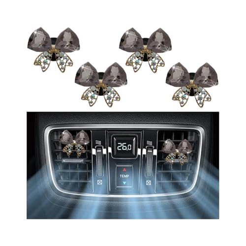 4PCS Bling Car Air Vent Clip, Crystal Rhinestone Butterfly Air Conditioning Outlet Clamp Decor, Shiny Auto Interior Dash Vent Decoration Clip for Women Girls, Universal for Vehicles (Black) - color: Black