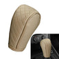 Car Gear Shift Cover, Upgraded Leather Shift Knob Cover, Anti-Slip Breathable Automotive Gear Shifter Decoration Protector, Universal for Most Cars SUVs Trucks (Beige)