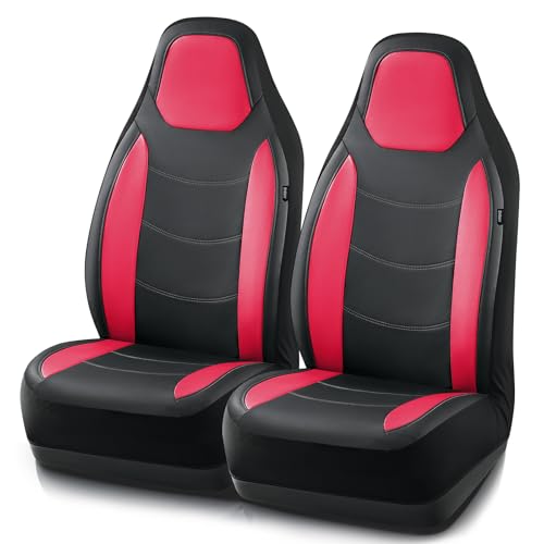 Road Comforts Car Seat Cover, Leather Seat Covers, Automotive High Back Car Seat Covers, Airbag Compatible, Universal Fit for Most Cars (Hot Pink) - color: Hot Pink, size: Front Seat