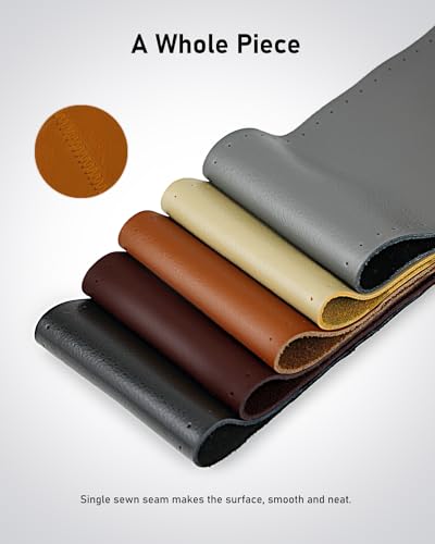 BELINOUS Leather Steering Wheel Cover Lace Up, Stitch on Steering Wheel Wrap, Universal Fit 13-20 Inch Car Truck Pickup Boat, A Whole Piece of Cowhide, DIY w/Needle Thread (Size M0, Brown) - color: Brown, size: M0