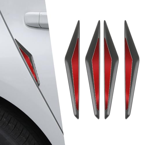 4 PCS Car Door Anti-Collision Strips, Self Adhesive Car Door Protector Trim Strips, Door Edge Bumper Guards, Universal for Most Cars (Black Red) - color: Black #Red