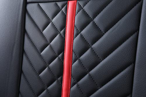 Tomatoman Tacoma Rear Seat Covers Compatible with Toyota Tacoma 2005-2025 2026 TRD Sport OffRoad Limited SR5 V6 Crew Double Extended Cab Truck Waterproof Leather Back Car Cushions(Rear Seat/Black-Red) - color: Rear Seat/Black-Red