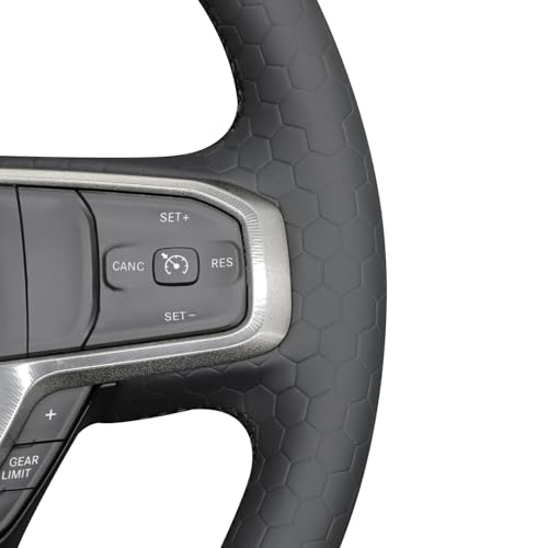 MEWANT Black Smooth and Embossed Artificial Leather Steering Wheel Cover for Dodge Ram 1500 Laramie Big Horn 2019-2021 - color: Black Smooth&Embossed Artificial Leather