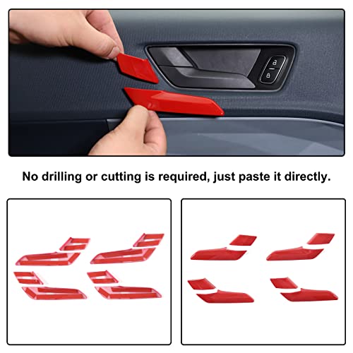 Aunginsy 8Pcs Car Inner Door Handle Switch Panel Trim Cover Compatible with Ford Maverick 2022-2025 Pickup Front Rear Door Handle Bowl Frame Panel Protector Decorative Sticker ABS Interior Accessories - color: Red