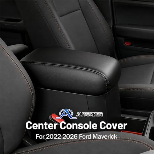 Autorder Center Console Cover for 2022-2025 2026 Ford Maverick Accessories Armrest Cover Anti-Scratch Middle Console Pad Leather Armrest Protector - size: 22-26 Ford Maverick