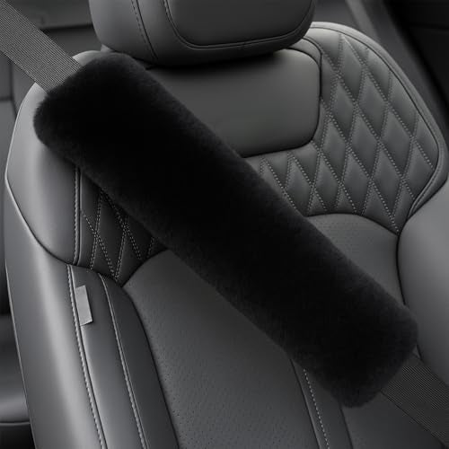 Aegis Cover Sheepskin Seat Belt Cover, Premium Australian Merino Wool Padding, Ultra-Soft & Durability, 0.5" Thick Seat Belt Pads, Universal Fit for Car, Truck, SUV 2Pack (Steel)