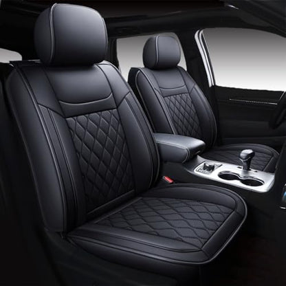 Huidasource Grand Cherokee Seat Covers, 2 Pieces Waterproof Leather Customized Car Seat Cushion Covers Protectors Compatible with Jeep Grand Cherokee 2011-2022 (2Pcs Front/Black) - color: Front Pair/Black, size: Old Version
