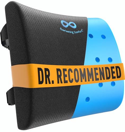 Everlasting Comfort The Original Lumbar Support Pillow for Office Chair - Improves Posture, Promotes Back Pain Relief - Superior Back Support for Gaming and Desk Chairs - Lumbar Pillow for Car, Couch