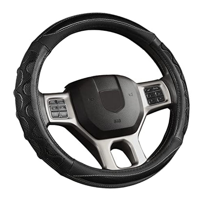 GIANT PANDA Steering Wheel Cover for Dodge Ram 1500 - Car Steering Wheel Covers for Dodge Ram 2500 3500 15.5-16 inch - Black - color: B-Black