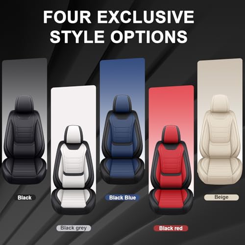 JWLK Seat Covers for Infiniti QX60 2014-2026, Anti-Slip Breathable Seat Covers for Cars, Luxury Nappa Leather Automotive Seat Covers Sets Compatible with Airbag (Standard 2 Seats, Black Red)