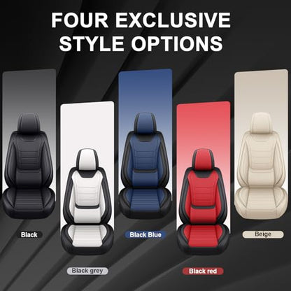 JWLK Seat Covers for Infiniti QX60 2014-2026, Anti-Slip Breathable Seat Covers for Cars, Luxury Nappa Leather Automotive Seat Covers Sets Compatible with Airbag (Standard 2 Seats, Black Red)