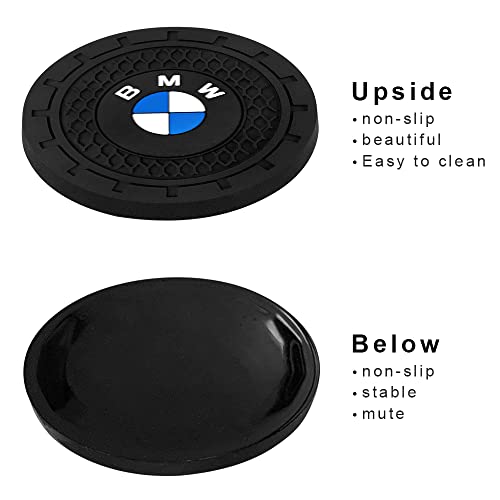 Car Cup Holder Coaster for BMW X1 X3 M3 M5 X5 X6 Z4 3 5 7 Series | Silicone, 2.76 Inch, 2 Pieces, Interior Accessories - color: Black-a6
