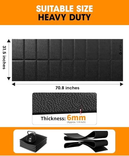Stepwaver Walking Pad Mat for Carpet, Treamill Mat for Hardwood Floors, High Density, 1/4 Thickness, Folable, Floor Protection Mats for Bikes, Elliptical, Treadmill - size: 71"L x 32"W x 0.3"Th