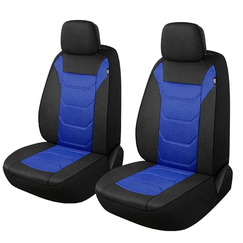 Pariiaotin 3D Air Mesh Car Seat Cover Front Sets Washable and Breathable Premium Cloth Automotive Vehicle Seat Covers for Cars Interior, Universal Fit for Most Cars, Sedan, Truck, SUV(Black/Blue) - color: Black/Blue, size: Front Set