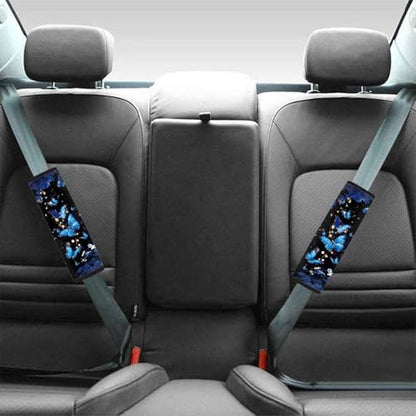 Dreaweet Blue Butterfly Seatbelt Covers for Women 2 Pack Car Seat Belt Cushion Shoulder Strap Pads Soft Comfortable Seat Belt Cover Pad Seatbelt Cushions for Adults Kids - color: Blue Butterfly Flower