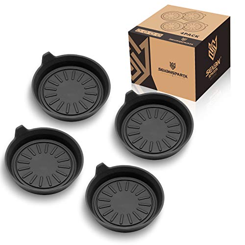 Seven Sparta Car Coasters for Cup Holders, Silicone Universal Vehicle Coasters, Set of 4 Pack, 3-1/8" Diameter (Black)
