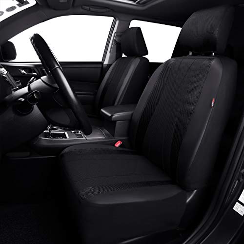 Flying Banner car seat Covers Full Set Faux Leather Air Mesh Breathable Man Lady Airbag Compatible Rear Bench Split 40/60 50/50 60/40 Truck Pick Up (Full Set - Low Back, Black Black) - color: Black Black