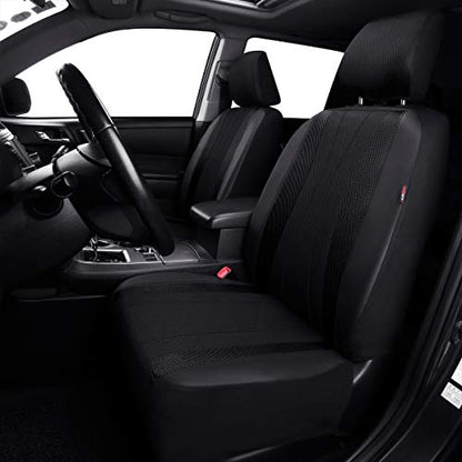 Flying Banner car seat Covers Full Set Faux Leather Air Mesh Breathable Man Lady Airbag Compatible Rear Bench Split 40/60 50/50 60/40 Truck Pick Up (Full Set - Low Back, Black Black) - color: Black Black