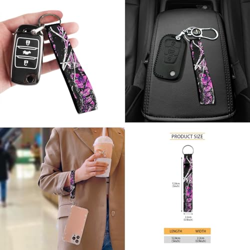FKELYI Purple Camo Car Seat Covers Full Set with Hand Wristlet Keychain Holder,Camouflage Cup Coasters,Auto Gear Shift Cover,Handbrake Cover,Headrest Covers,Universal Fit Most Vehicle SUV Truck Van