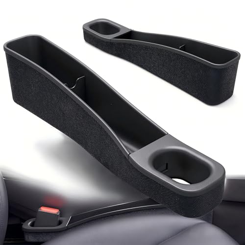 Seat Gap Filler for Tesla Model Y & Model 3 Premium 2020-2026, TPE Seat Gap Organizer with Storage, 2 Pack, Not for RWD Performance Sport Seats
