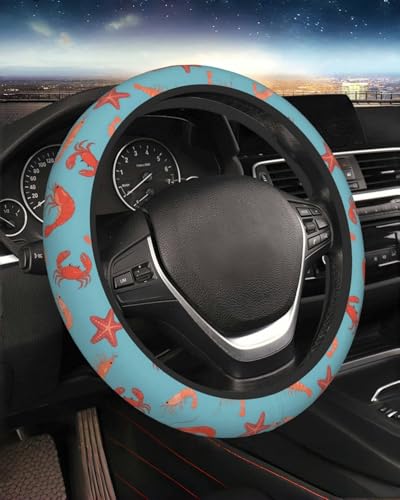 Steering Wheel Cover Accessories Neoprene Cover, Breathable Non-Slip Easy to Install Suitable for Women Men, 14.5-15.5 Inch for Car SUV Van Truck Universal - Seafood - color: Seafood