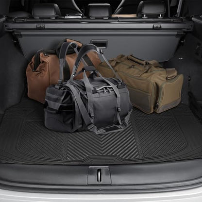 CAR PASS Heavy Duty Rubber Car Mats with Cargo Liner, Deep-Dish Car Floor Mats and Trunk Mat All Weather, Universal Trim-to-Fit for SUVs Trucks Sedans, Waterproof Anti-Slip, Trimmable V12 Black - color: All Black Full Set