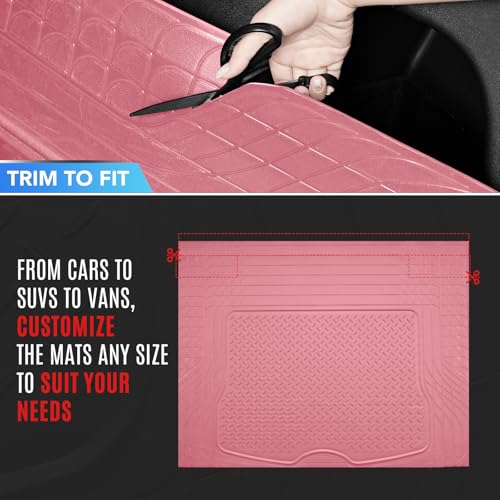 PIC AUTO Heavy Duty Cargo Liner, Trimmable All-Weather Rubber Trunk Mat for Cars, SUVs, Vans & Trucks, Anti-Slip Backing, Durable Protection, Large, Pink - color: Pink