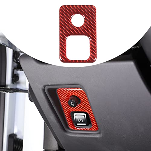 TOYCIDFG Handbrake Control Panel Frame Trim Cover Compatible with Chevrolet Corvette C8 Z06 2020-2024 Carbon Fiber Handbrake Switch Interior Accessories (Red Carbon Fiber)