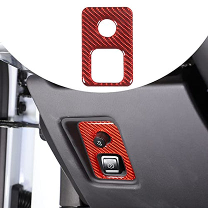 TOYCIDFG Handbrake Control Panel Frame Trim Cover Compatible with Chevrolet Corvette C8 Z06 2020-2024 Carbon Fiber Handbrake Switch Interior Accessories (Red Carbon Fiber)